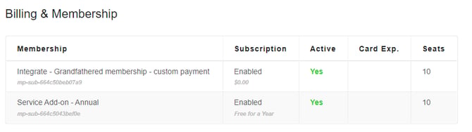Billing and membership
